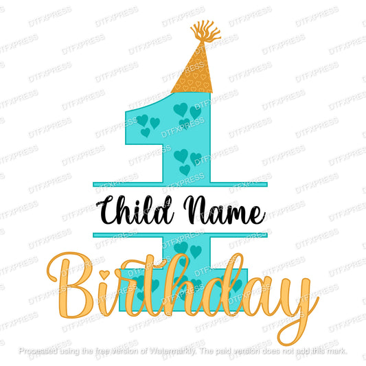 Personalised 1st Birthday - Blue 1BDAY001