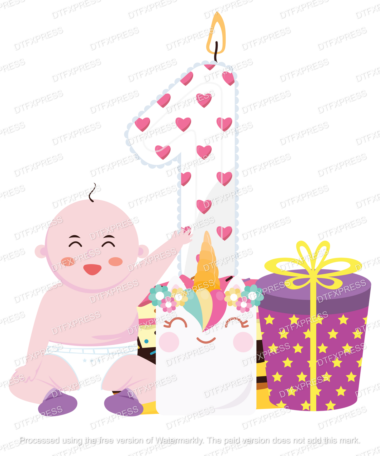 Number 1 Candle With Baby And Gifts 1BDAY017