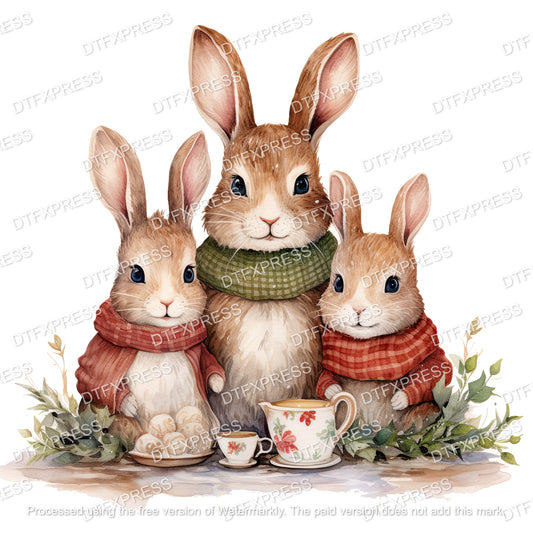 Festive Bunny Rabbits XMAS0131