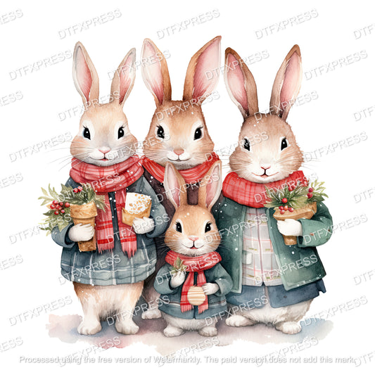 Festive Bunny Rabbits XMAS0132