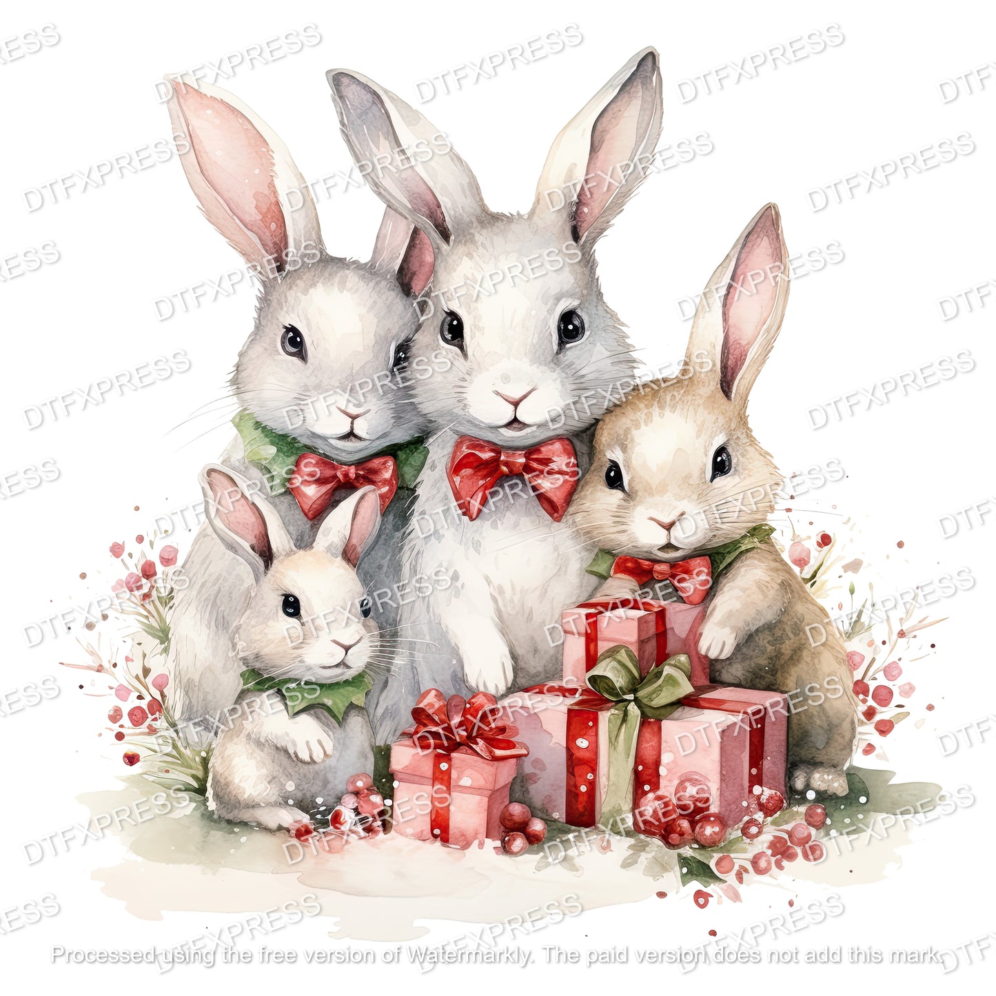 Festive Bunny Rabbits XMAS0133