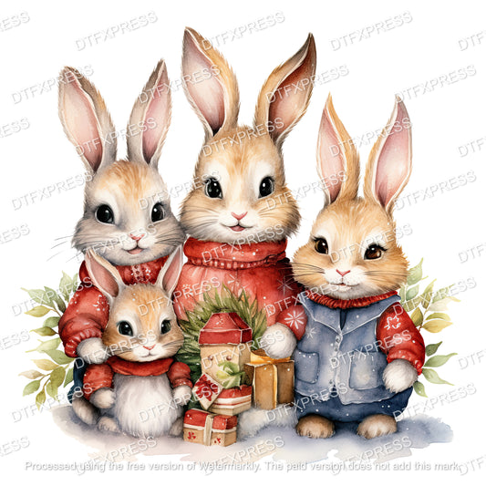 Festive Bunny Rabbits XMAS0134