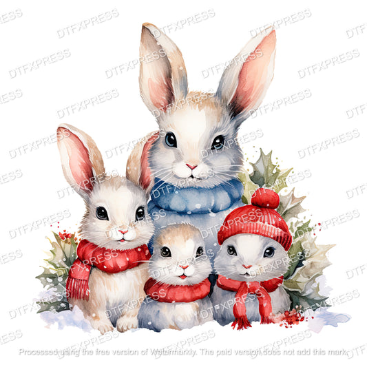 Festive Bunny Rabbits XMAS0135