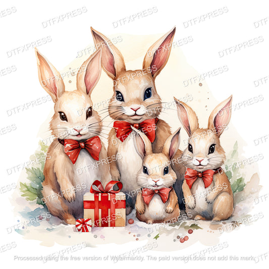 Festive Bunny Rabbits XMAS0136