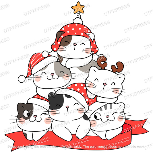 Cute Cat Christmas Tree XMAS0162